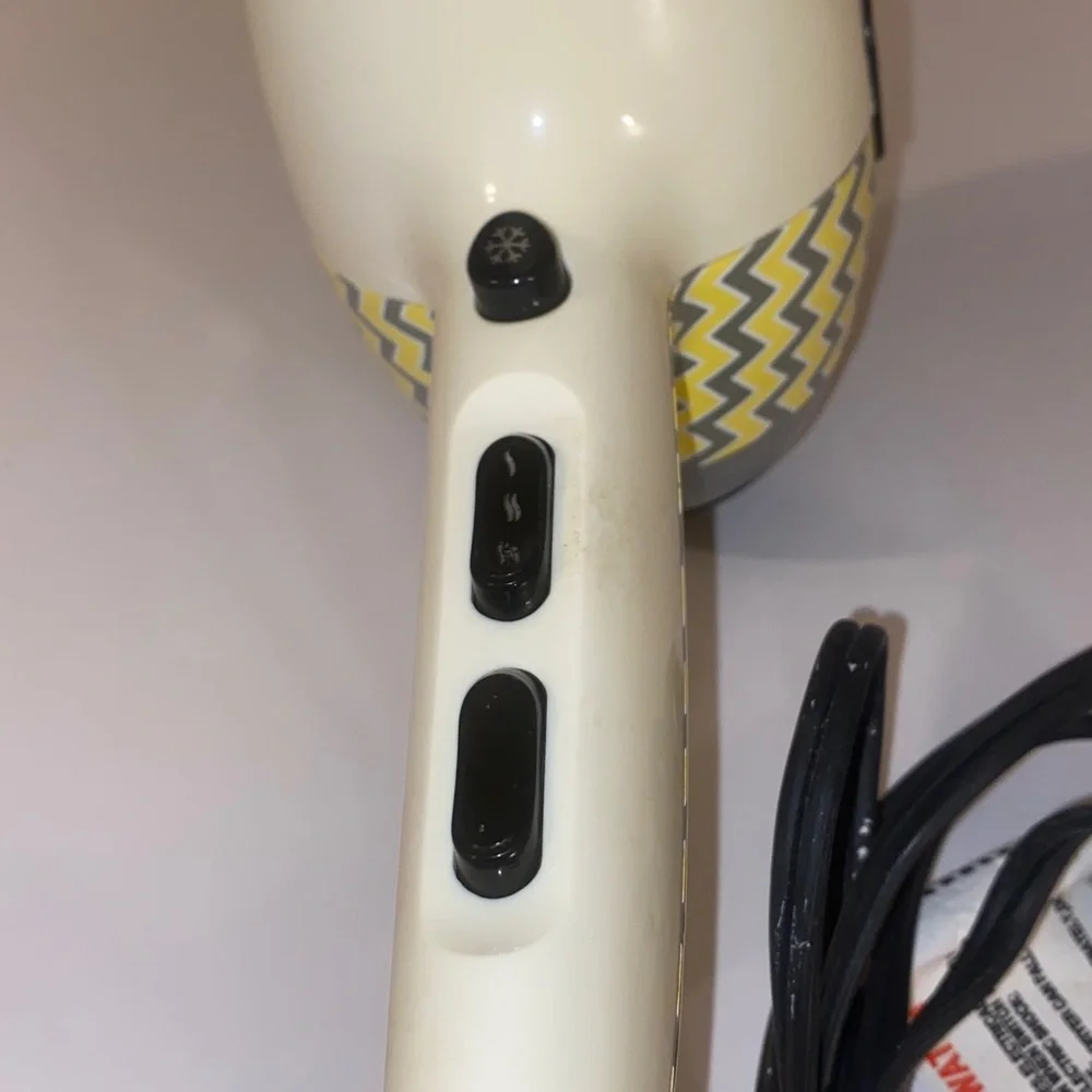 Bella Beauty Model #BB0147B Chevron Pattern Grey & Yellow Blow Dryer OS